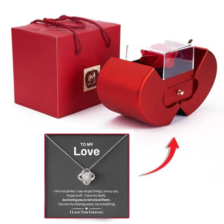 Eeuwige Rozenbox met Roos en Ketting