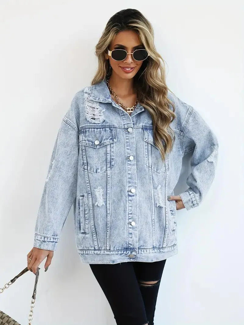 Oversized gevoerd dames jeansjack – Talia