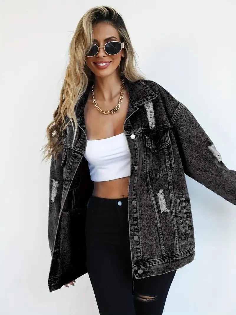 Oversized gevoerd dames jeansjack – Talia