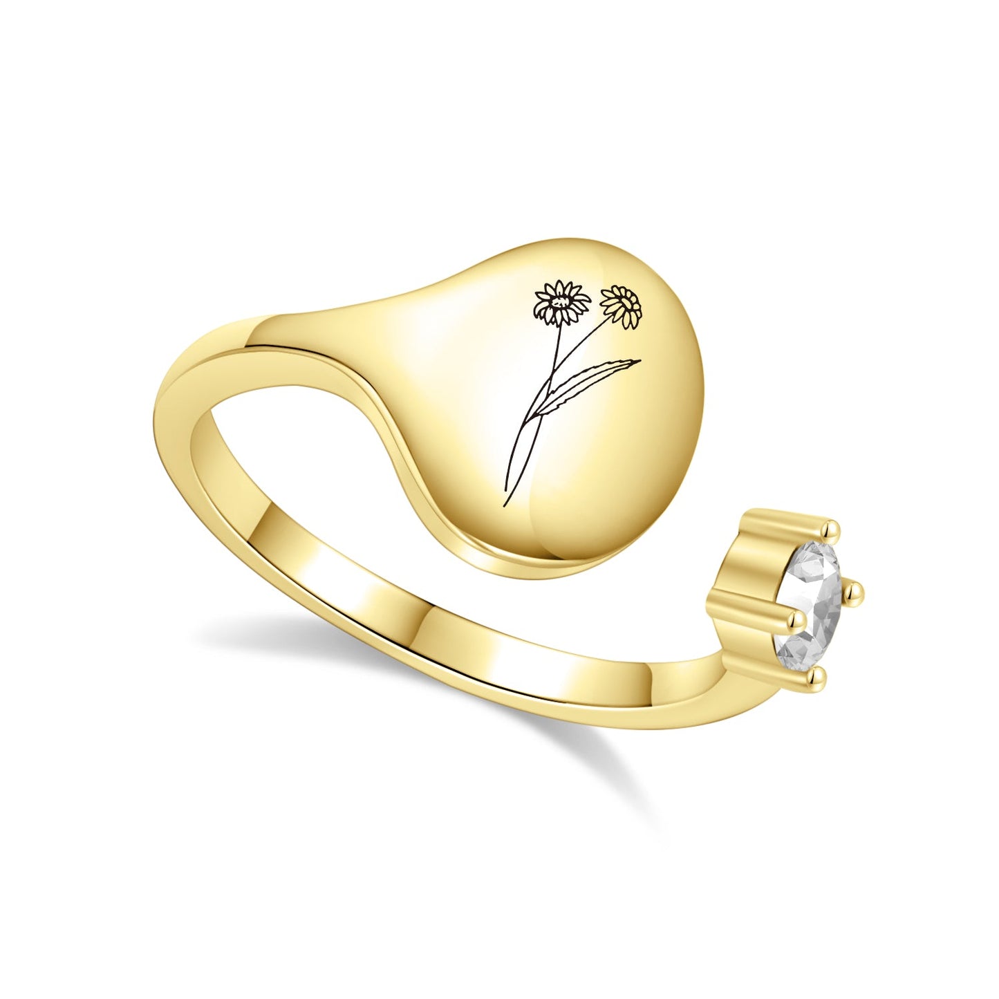 Ring met Geboortebloem en Geboortesteen