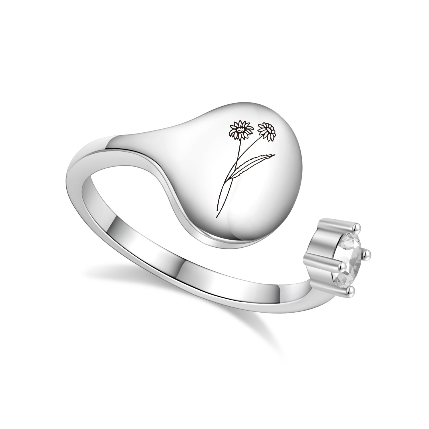 Ring met Geboortebloem en Geboortesteen