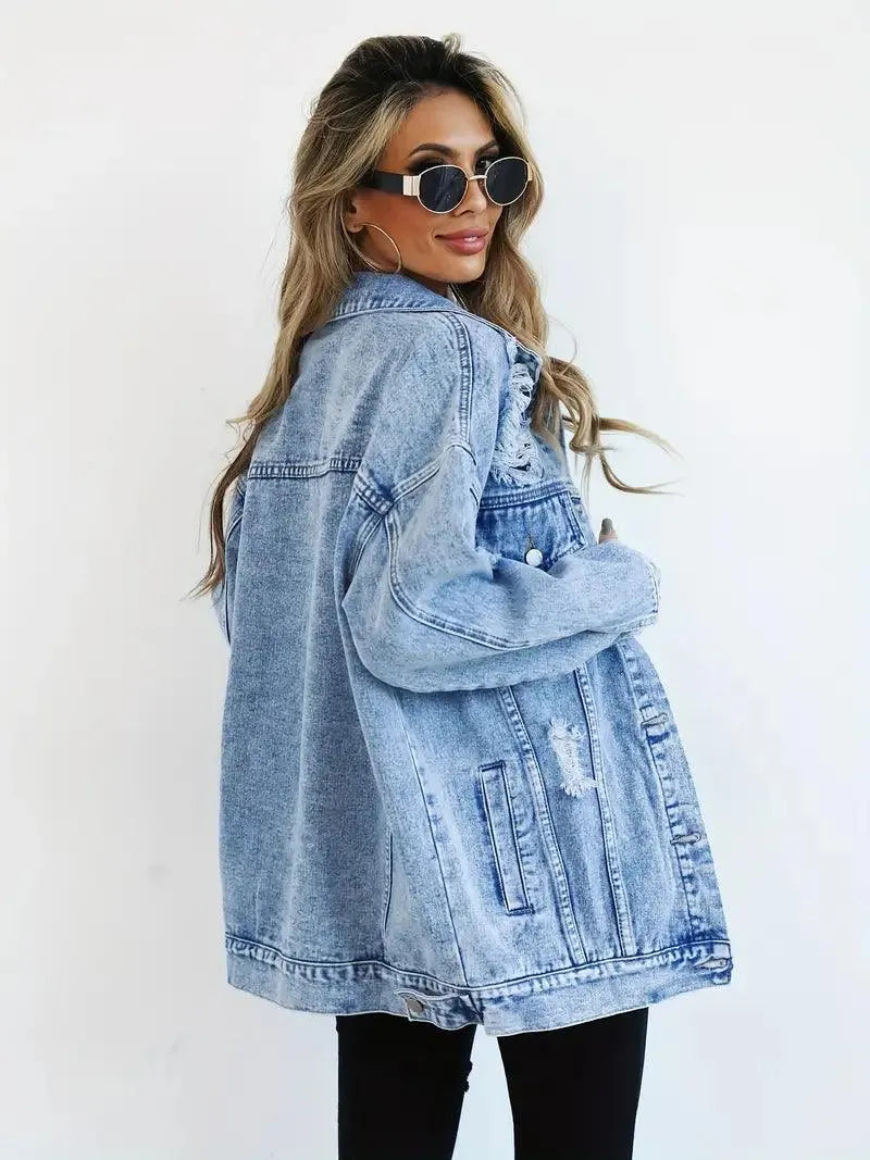 Oversized gevoerd dames jeansjack – Talia