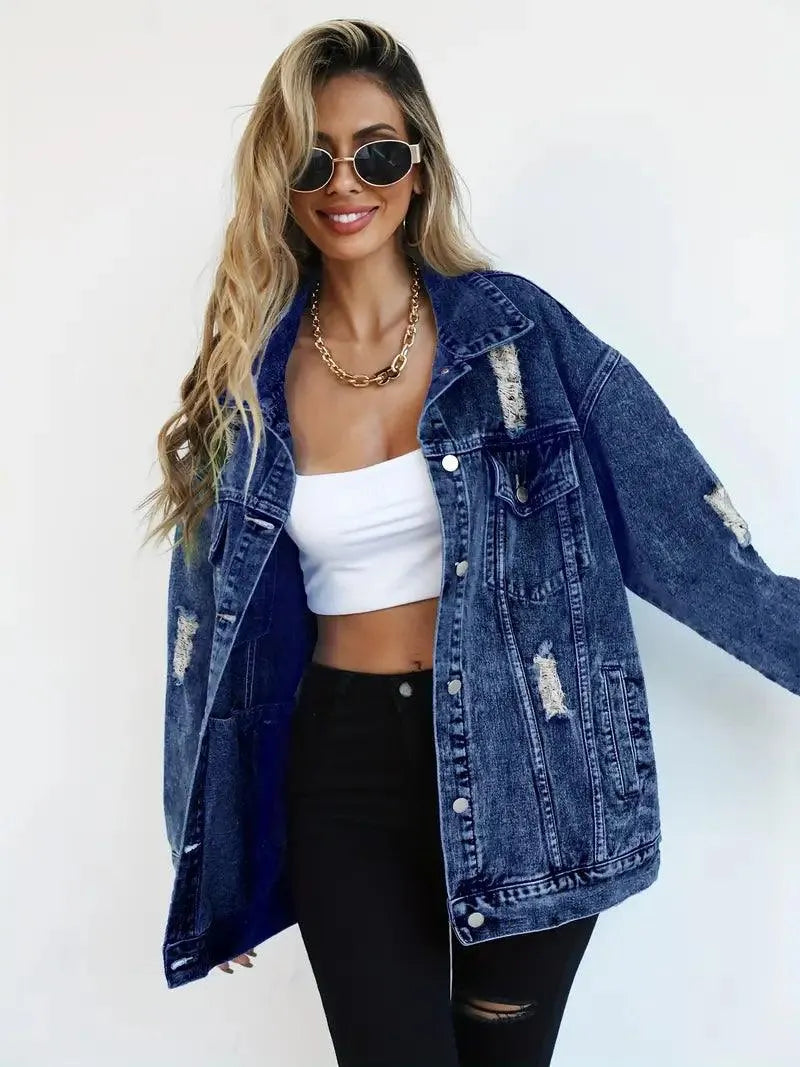 Oversized gevoerd dames jeansjack – Talia