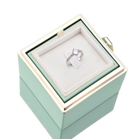 Rozenbox met Zilveren Ring en Echte Roos