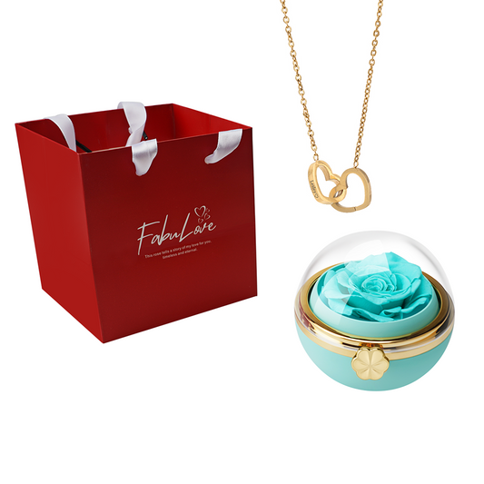 Eeuwige Roos Doos met Gegraveerde Ketting
