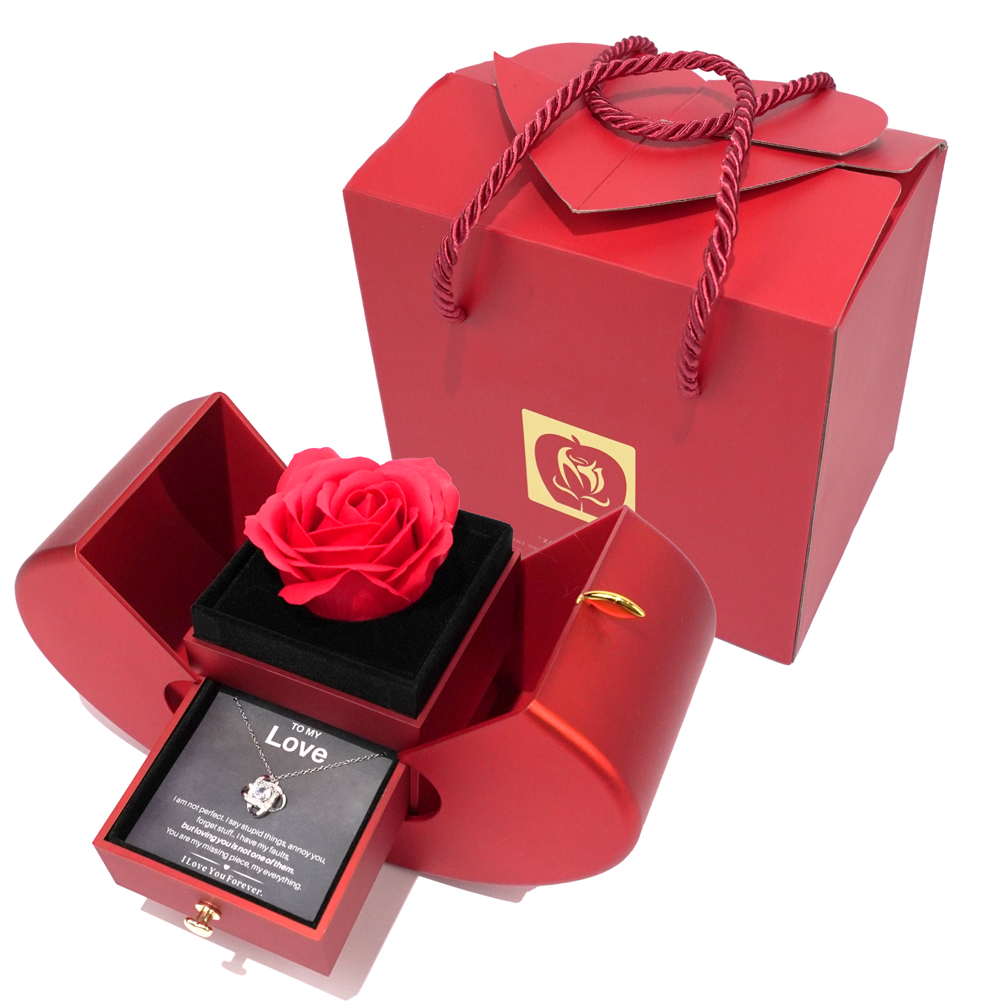 Eeuwige Rozenbox met Roos en Ketting
