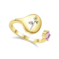 Ring met Geboortebloem en Geboortesteen