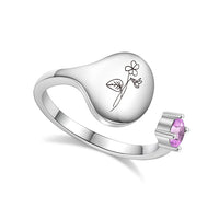 Ring met Geboortebloem en Geboortesteen