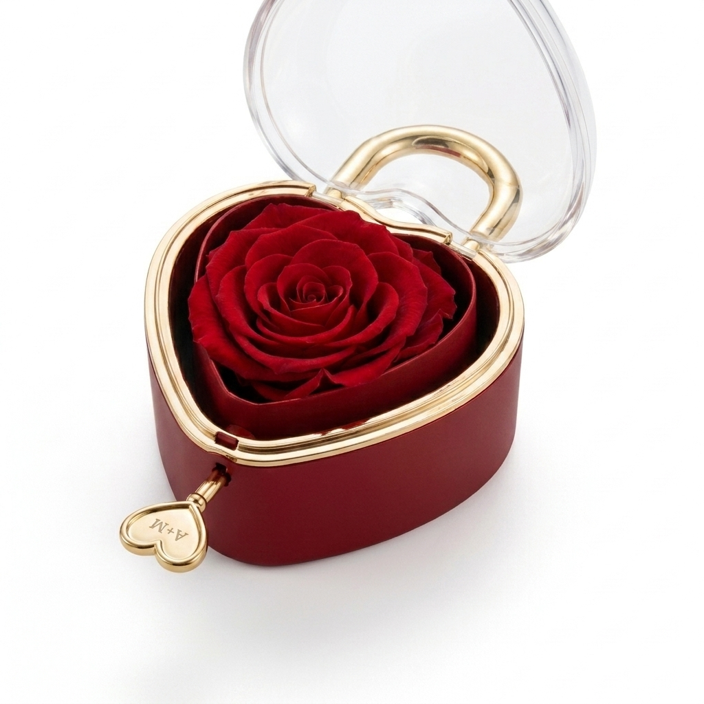 Eeuwige Roos Box met Gegraveerde Ketting