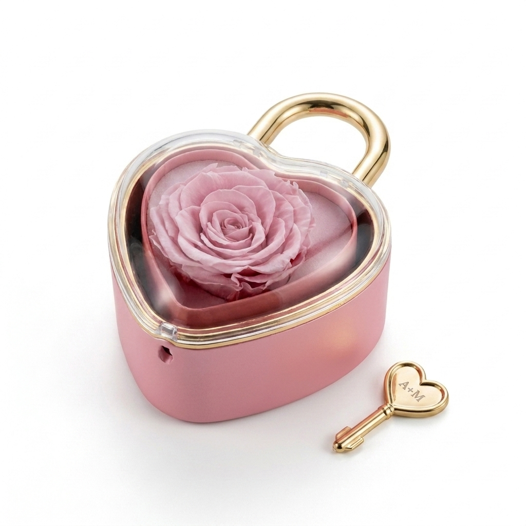 Eeuwige Roos Box met Gegraveerde Ketting