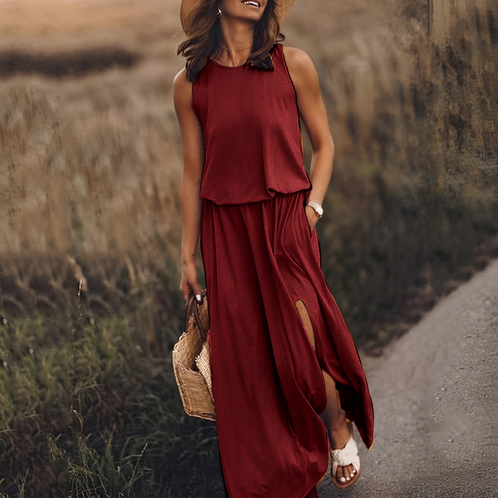 Mouwloze maxi zomerjurk – Sophie