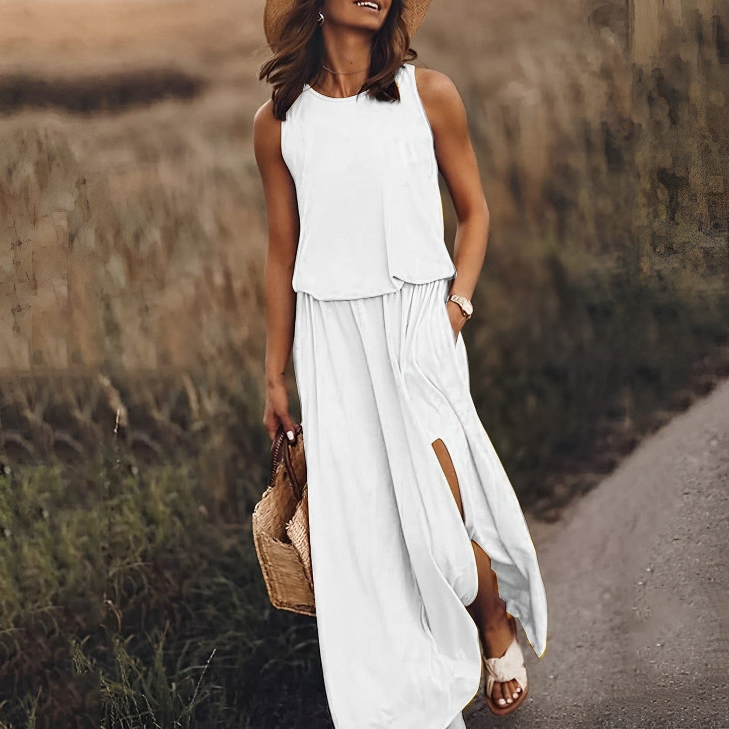 Mouwloze maxi zomerjurk – Sophie