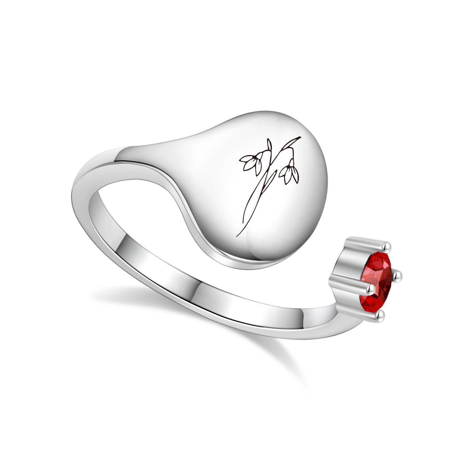 Ring met Geboortebloem en Geboortesteen