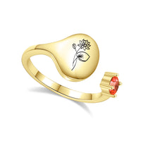 Ring met Geboortebloem en Geboortesteen