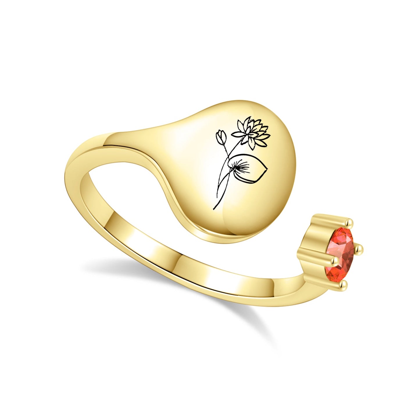 Ring met Geboortebloem en Geboortesteen