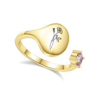 Ring met Geboortebloem en Geboortesteen