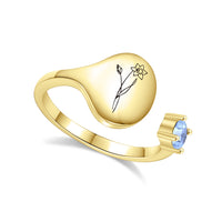 Ring met Geboortebloem en Geboortesteen