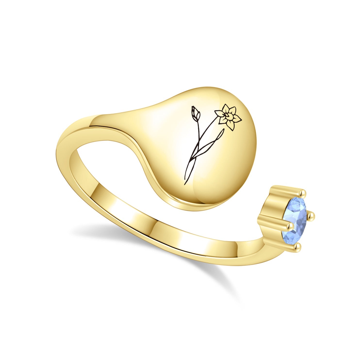 Ring met Geboortebloem en Geboortesteen