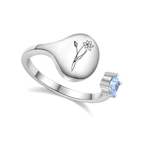 Ring met Geboortebloem en Geboortesteen