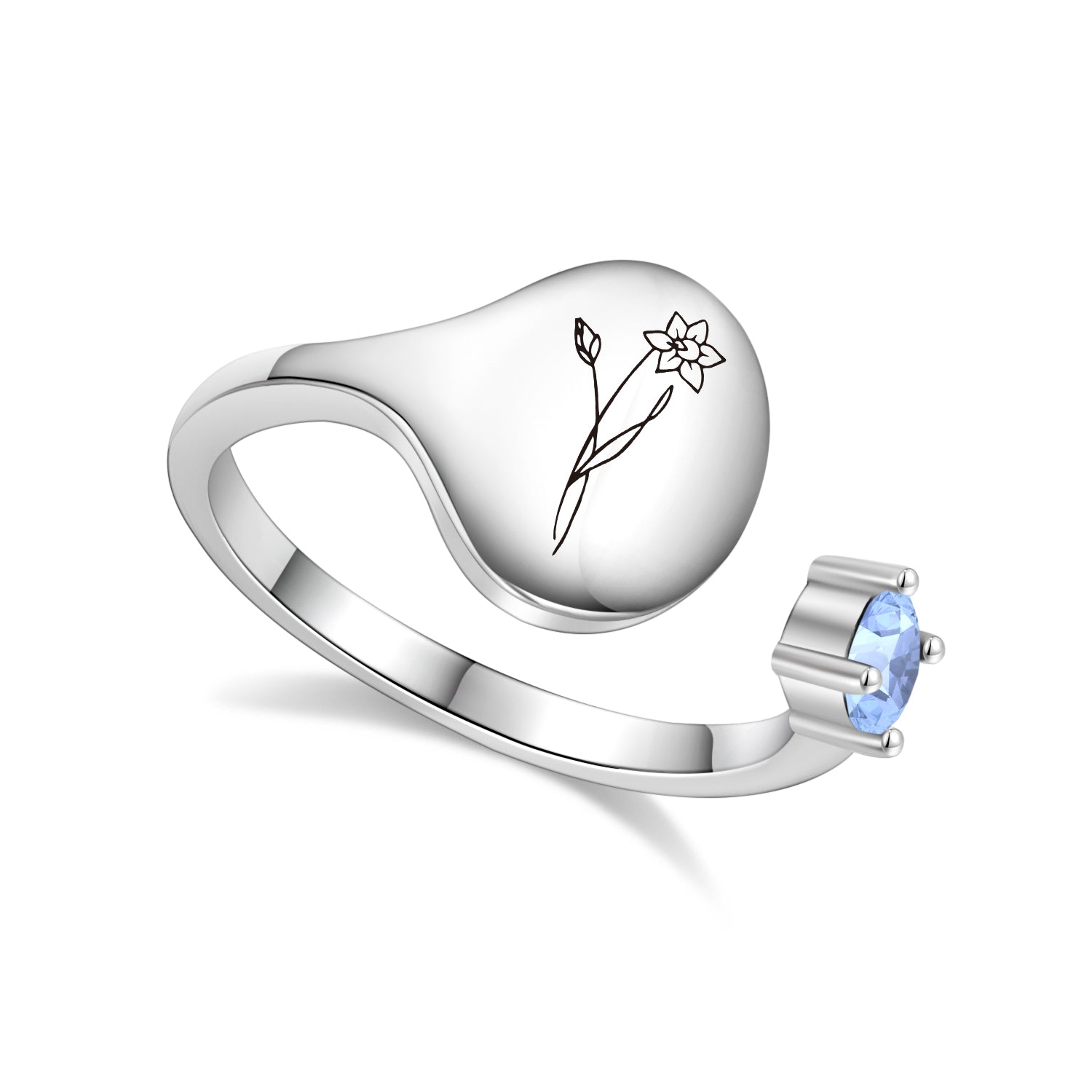 Ring met Geboortebloem en Geboortesteen