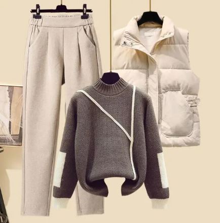 3-delige herfstset met broek, bodywarmer en trui – Amira