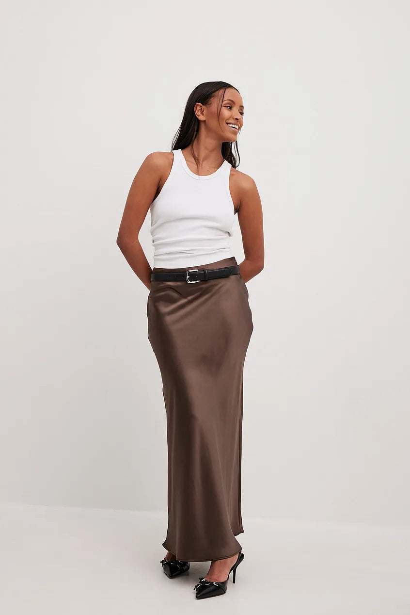 Satijnen rok met hoge taille – Leona