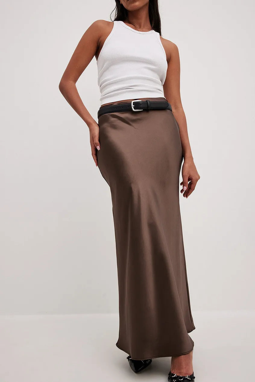 Satijnen rok met hoge taille – Leona