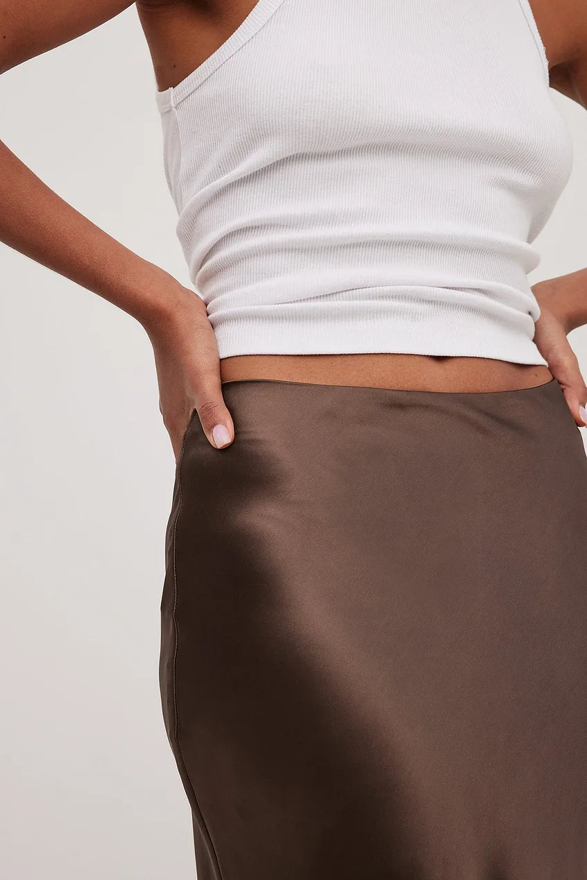 Satijnen rok met hoge taille – Leona