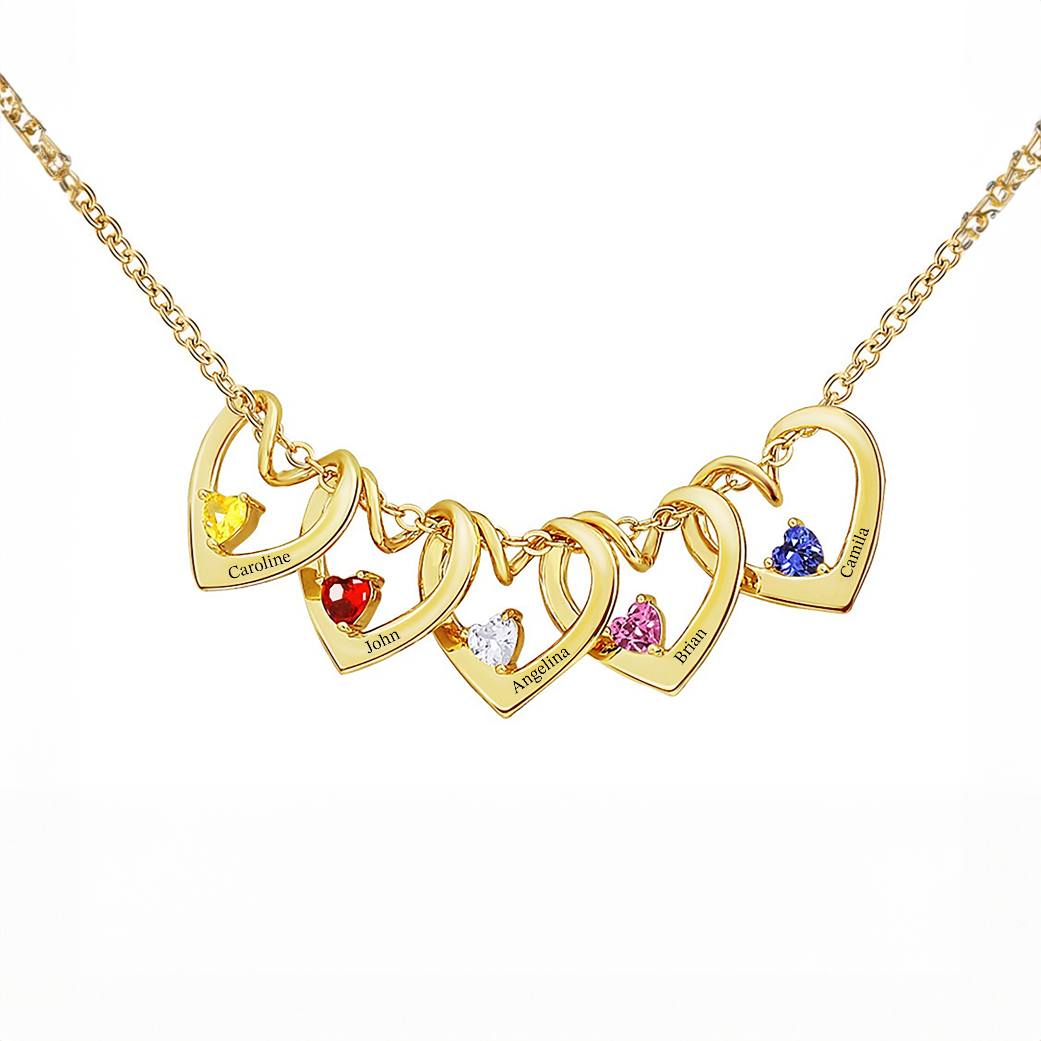 Ketting met Hartjes en Geboortestenen