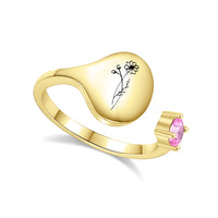 Ring met Geboortebloem en Geboortesteen