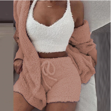 Gebreide driedelige set van fleece sherpa
