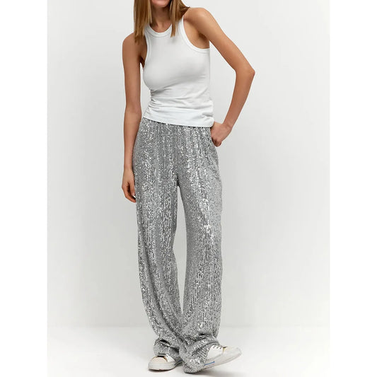 Zijdezachte pailletten broek – Luna