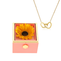 Eeuwige Zonnebloembox met Gegraveerde Ketting