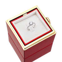 Rozenbox met Zilveren Ring en Echte Roos