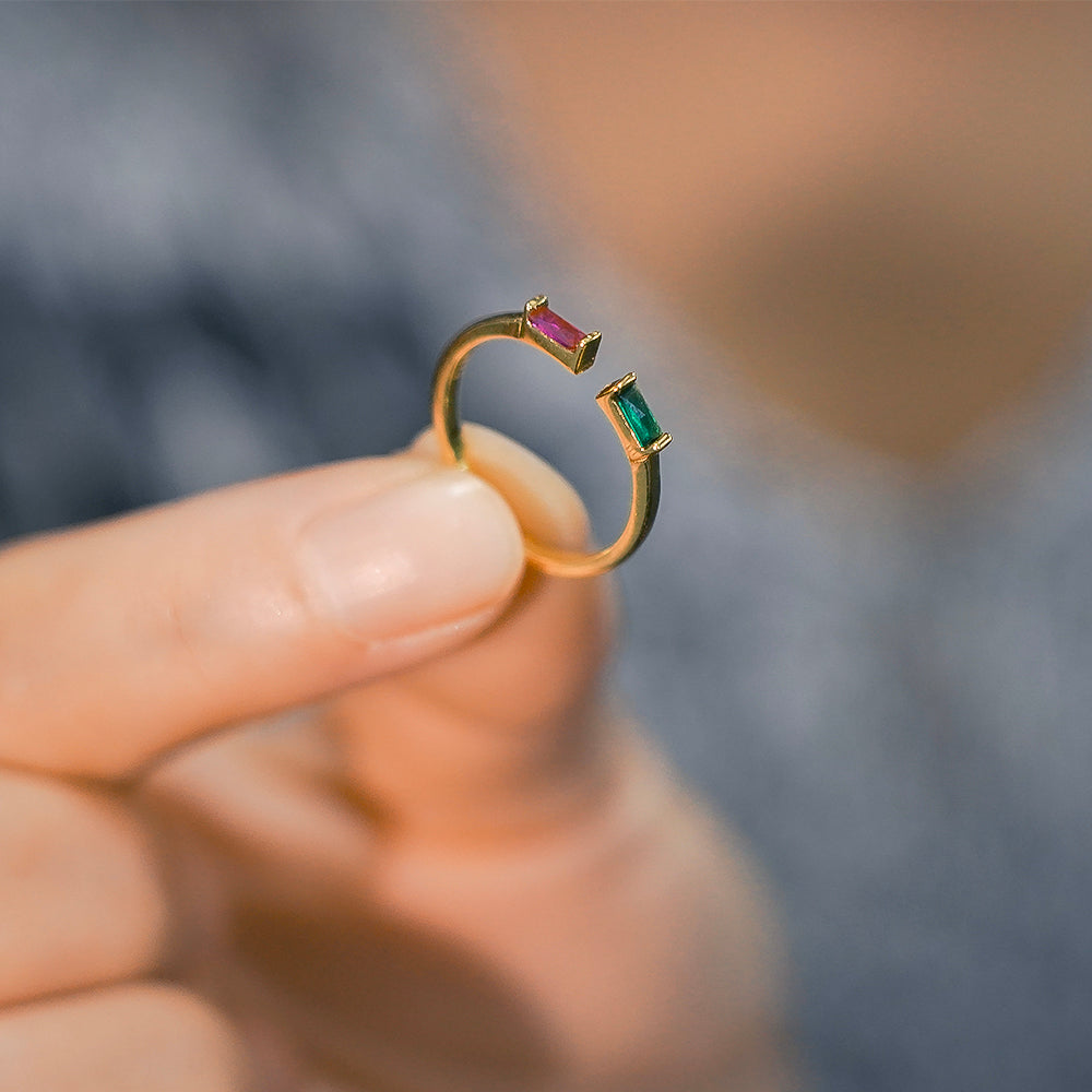 Duo Geboortesteen Ring