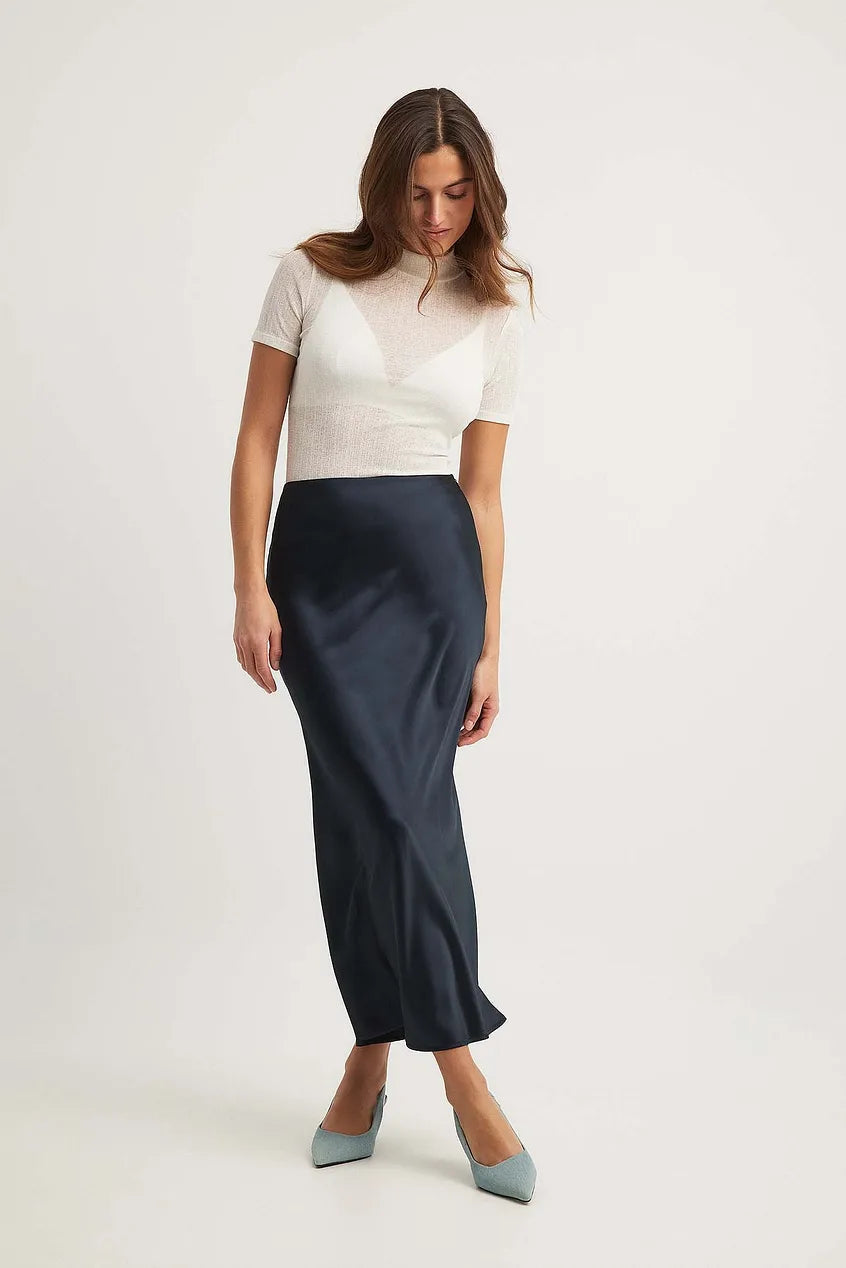 Satijnen rok met hoge taille – Leona