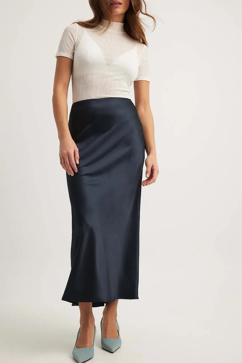 Satijnen rok met hoge taille – Leona