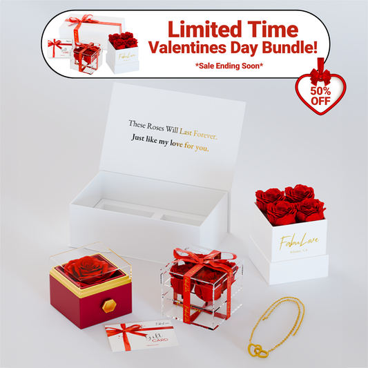 Eeuwige Rozenbox Set met Rozenboeket