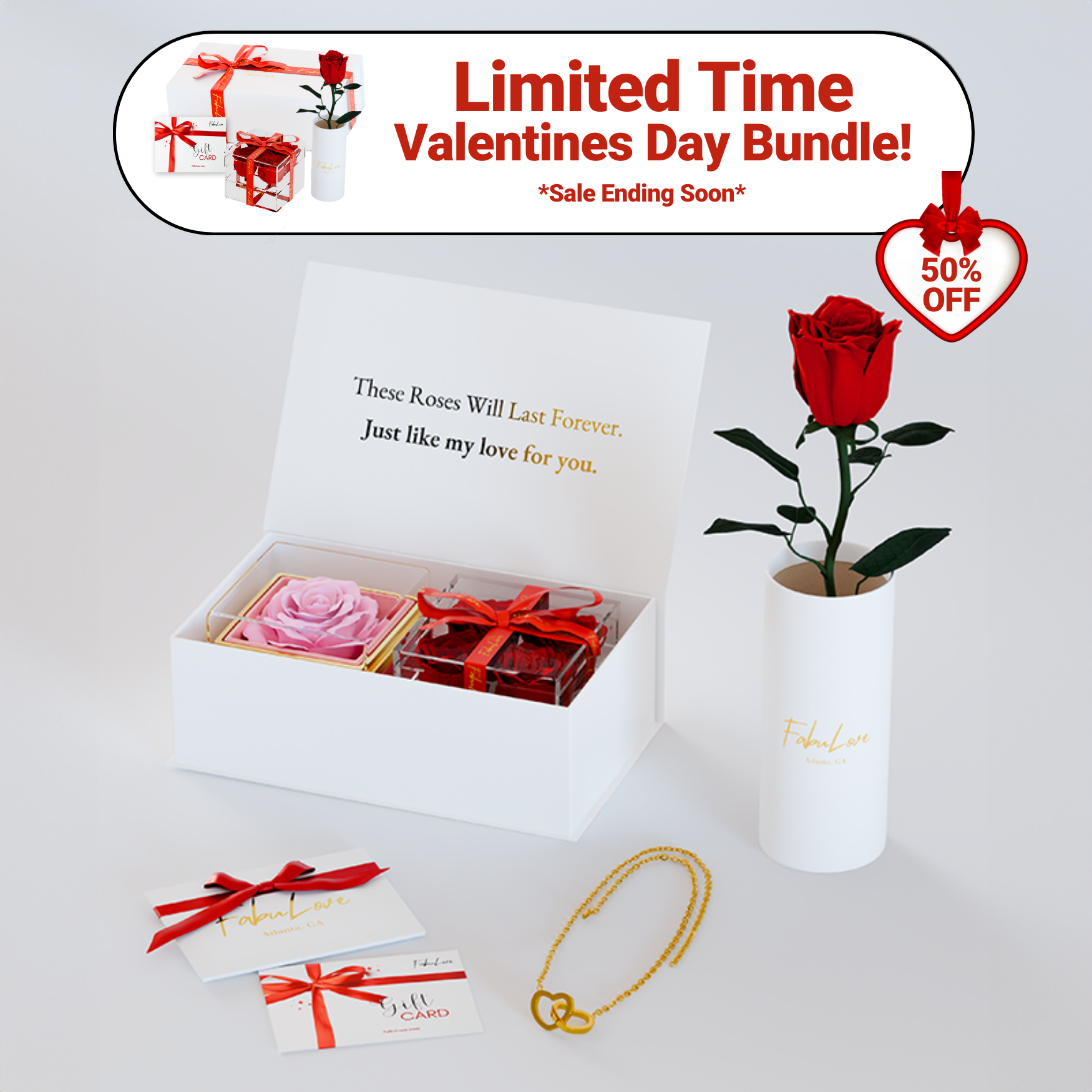 Eeuwige Rozenbox Set met Losse Roos