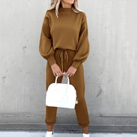 Zacht huispak met col en high waist broek