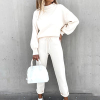 Zacht huispak met col en high waist broek